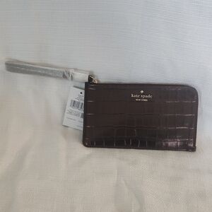 Kate Spade Chocolate Croc-Embossed Wristlet